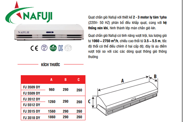 Đại lý phân phối quạt chắn gió NAFUJI